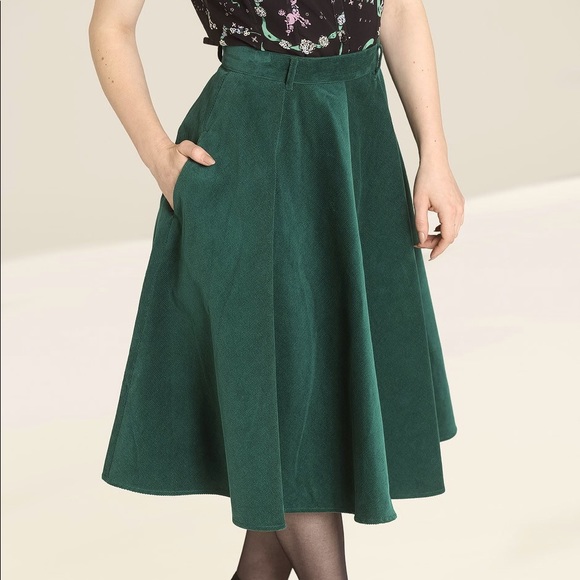 Hell Bunny Dresses & Skirts - Hell Bunny Jefferson corduroy Skirt dark green